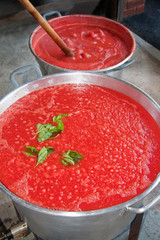 Tomato sauce being made at home 