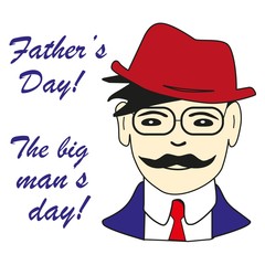 Hipster design template with father's day portrait. 