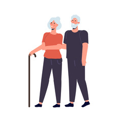 Elderly couple, grandparents stand together. Vector illustration
