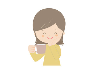 Woman being healed after drinking coffee