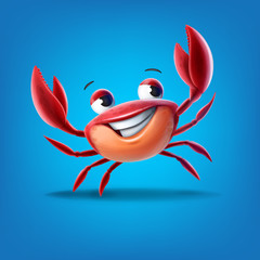 crab cartoon isolated on blue background © mollicart