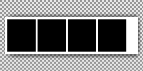 Realistic photo frames in mockup style. Isolated blank for photo on transparent background. Empty 4 photo card. Horizontal vector illustartion