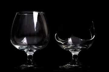 wine glass isolated on black  background