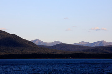 Hubbard Glacier, Alaska / USA - August 08, 2019: View from ship cruise deck near Hubbard glacier, Seward, Alaska, USA