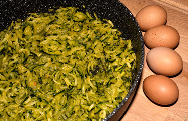 Homemade zucchini omelette preparation 1