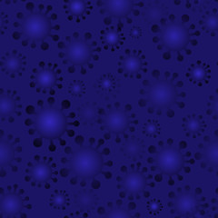 Seamless pattern on the theme of the spread of coronavirus. Blue background. Can be used to create banners and web designs. A pandemic of a viral infection.