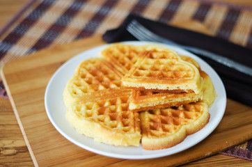 Waffles on a white plate
