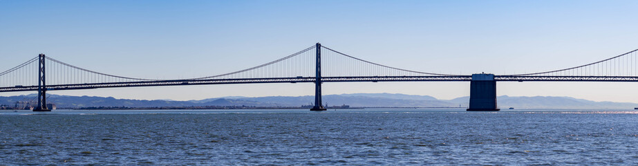 Panorama shot of San Francisco-Oakland Bay Bridge san Francisco, California, USA, March 31, 2020