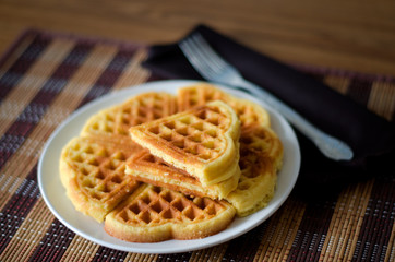 Waffles on a white plate