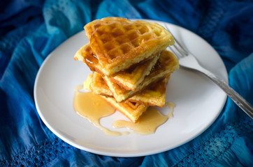Waffles on a white plate