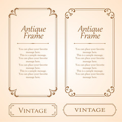 おしゃれでかっこいいフレームデザインセット、ロココ調、ビンテージ、アンティーク、ロマンチック、ボタニカル、オーガニック、豪華、綺麗、美しい