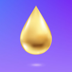 Gold oil drop isolated on white background. Premium vector design.