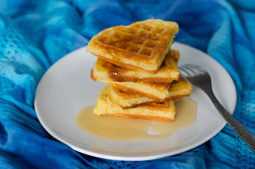 Waffles on a white plate