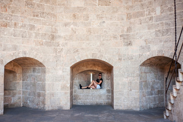 young woman in the castle