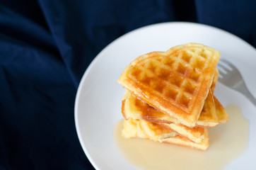Waffles on a white plate