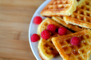 Waffles on a white plate