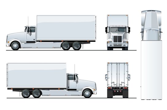 Vector truck template isolated on white for car branding and advertising. Available EPS-10 separated by groups and layers.