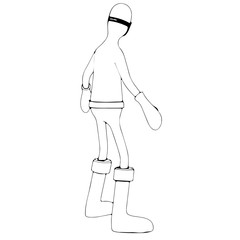 sketch of a character in a medical mask and gloves vector in different views