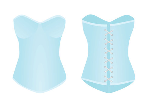 Women blue corset. vector illustration