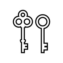 Key icon, lock vector flat design sign