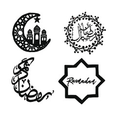 Obraz premium line art calligraphy and islamic sign symbol of ramadan