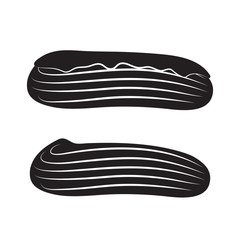 Custard cake icon is a black silhouette on a white isolated background. Vector image