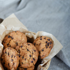 Fresh oatmeal cookies with chocolate