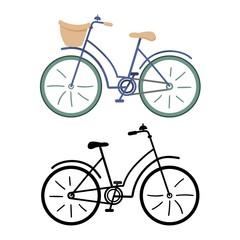 Set of bicycle illustration on white background.
