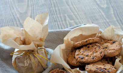 Fresh oatmeal cookies with chocolate