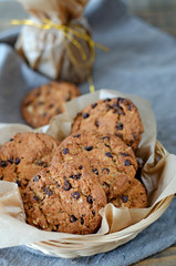 Fresh oatmeal cookies with chocolate