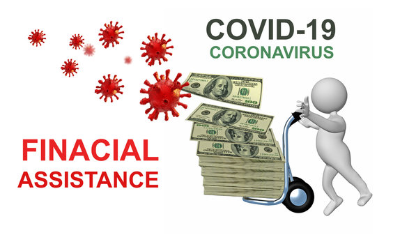 Coronavirus Covid-19 Covid 19 2019 Ncov Financial Aid Support Help Money Dollars - 3d Rendering