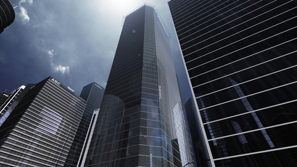 Obraz na płótnie Canvas Modern Skyscraper Buildings office City Day Sky 3D illustration images