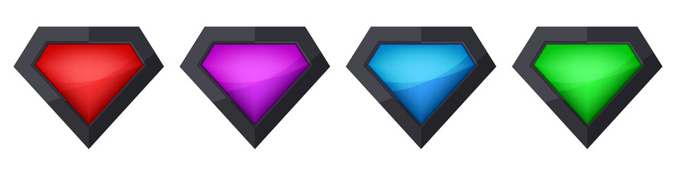 Diamond icons set. Crystal vector icons