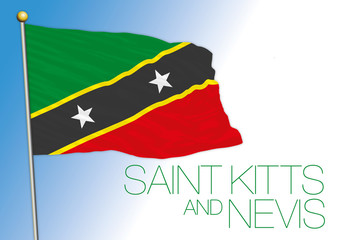 Saint Kitts and Nevis islands official national flag and coat of arms, antilles, vector illustration