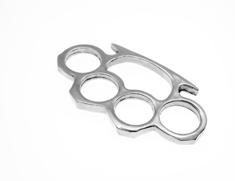silver knuckle duster on white background isolated