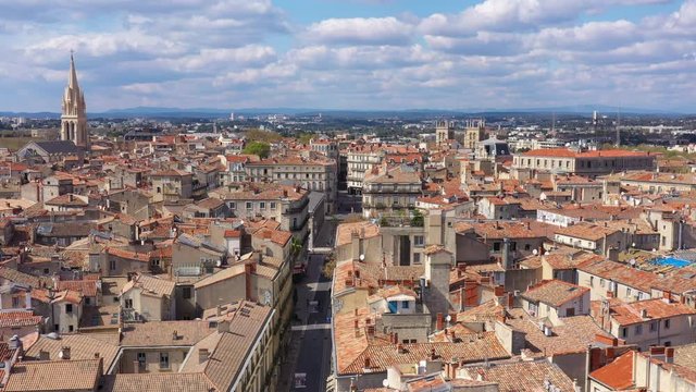 Montpellier rue de la loge aerial shot pandemic lockdown sunny day south of France