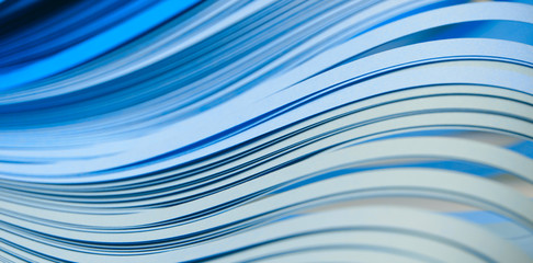 Abstract color wave curl strip paper background. Soft focus.