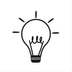 Light Bulb line icon vector, isolated on white background. Idea sign, solution, thinking concept. Lighting Electric lamp. Electricity, shine. Trendy Flat style for graphic design.