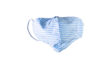 surgical face mask with rubber ear straps for protection against germs on white background