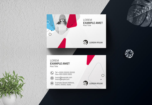Corporate Clean Business Card Layout with Blue and Red Accents