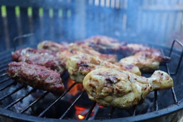 Meat on barbecue
