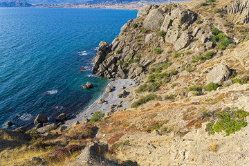 Beautiful bay on a rocky shore. Crimea.