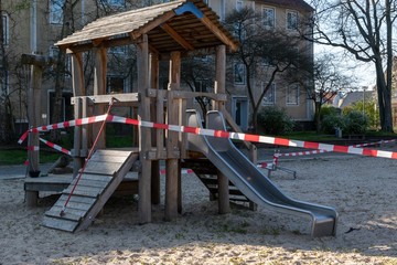 lockdown on childrens playground social distancing 