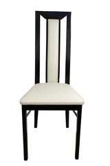 Fototapeta premium Wooden leather chair isolated on a white background.
