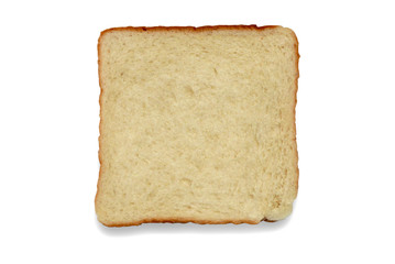 A piece of bread isolated on a white background.