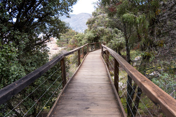 Hiking routes through the Iruelas Valley (Sierra de Gredos) next to the river. Avila (Spain)