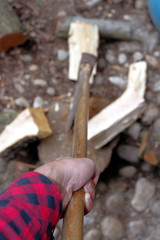splitting firewood axe