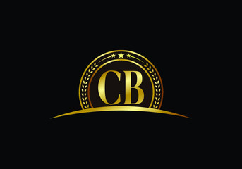 Elegant Golden CB Initial Logo Design for Luxury Branding on Black Background