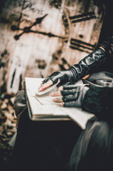 Naklejka premium young woman reading a book