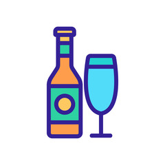 wine bottle glass icon vector. wine bottle glass sign. color contour symbol illustration